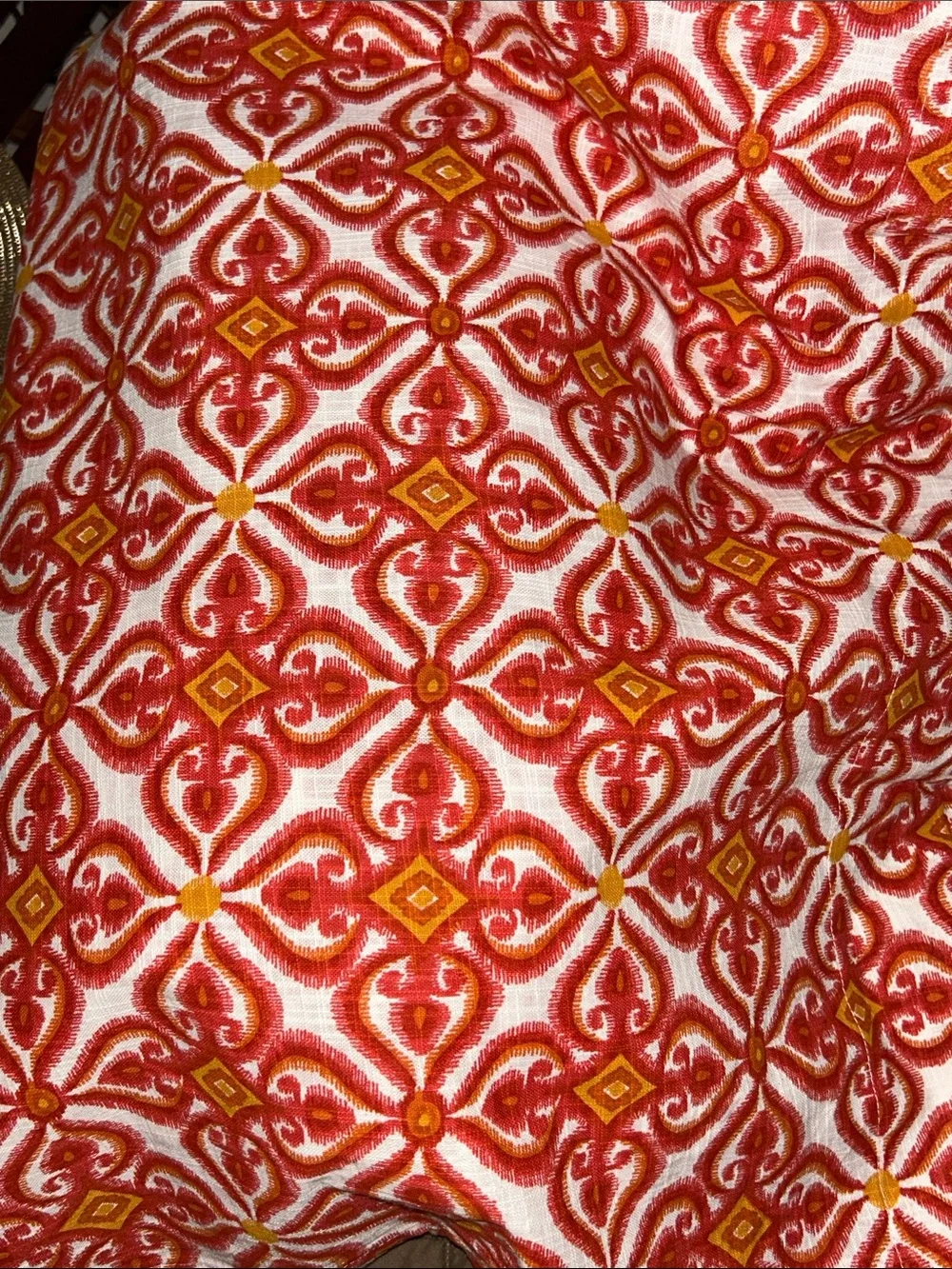 Pier1 Curtain Panels (2) Long Window Rod Pocket Red Orange White Thick Canvas